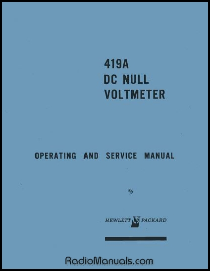 HP 419A Service & Operation Manual HP 419A Service & Operation Manual